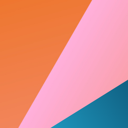 Abstrakte geometrische Formen in Orange, Blau und Rosa