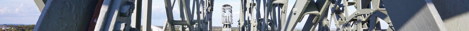 Blick vom Förderturm auf das Förderrad